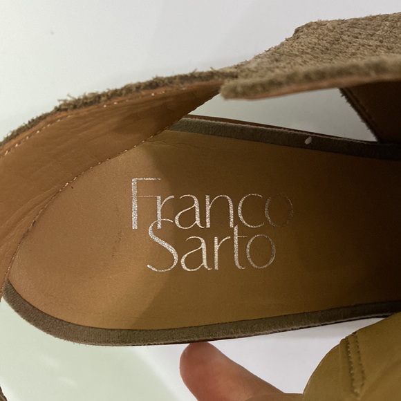 Franco Sarto Helix sling back chunky heel peep toe sandal perforated sides sz 8 - Picture 8 of 9